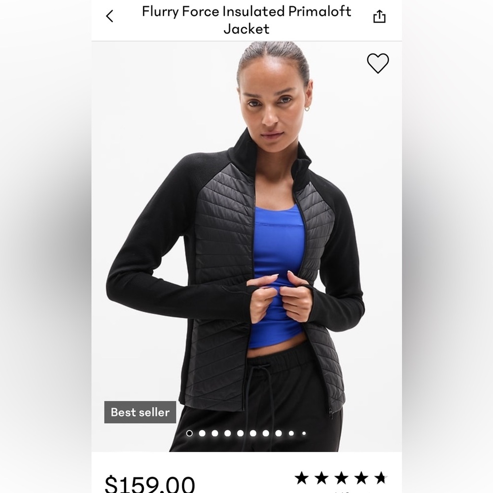 Athleta Black Flurry Force Insulated PrimaLoft Jacket Size XXS